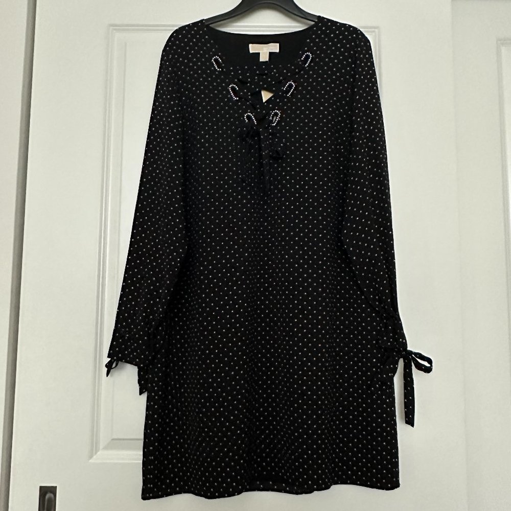 Michael Kors Black and White Midi Dress